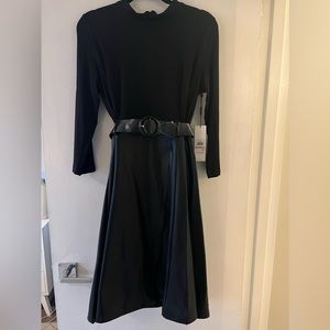 Black Faux Leather Dress - Calvin Klein